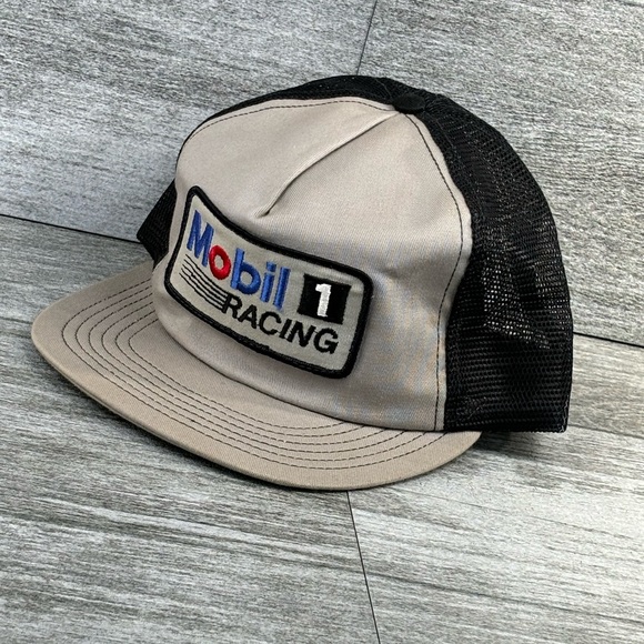 VTG Mobil 1 Racing Patch Mesh Snapback Trucker Hat Stylemaster OSFA USA Made - Picture 11 of 16